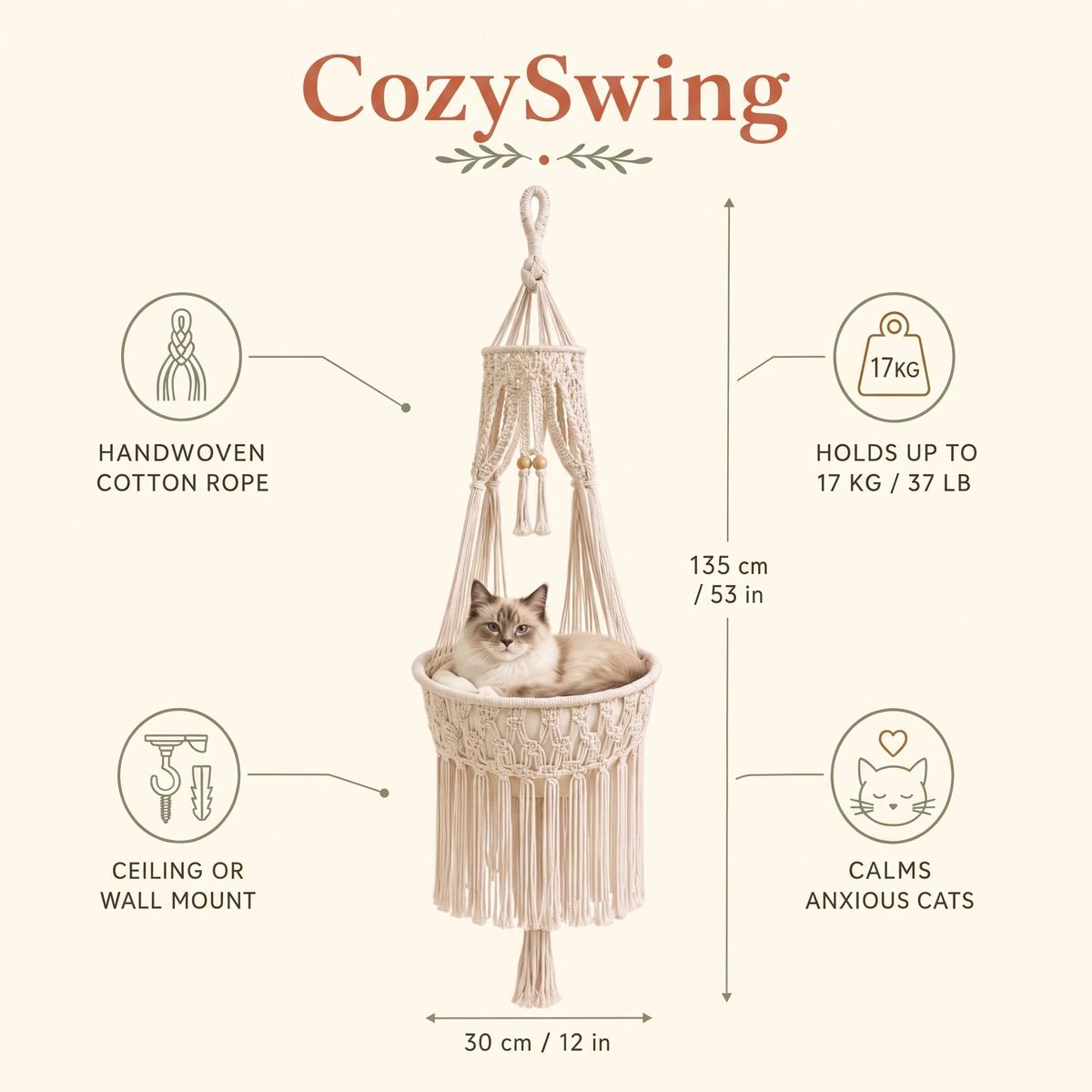 CozySwing™ Handwoven Cat Bed