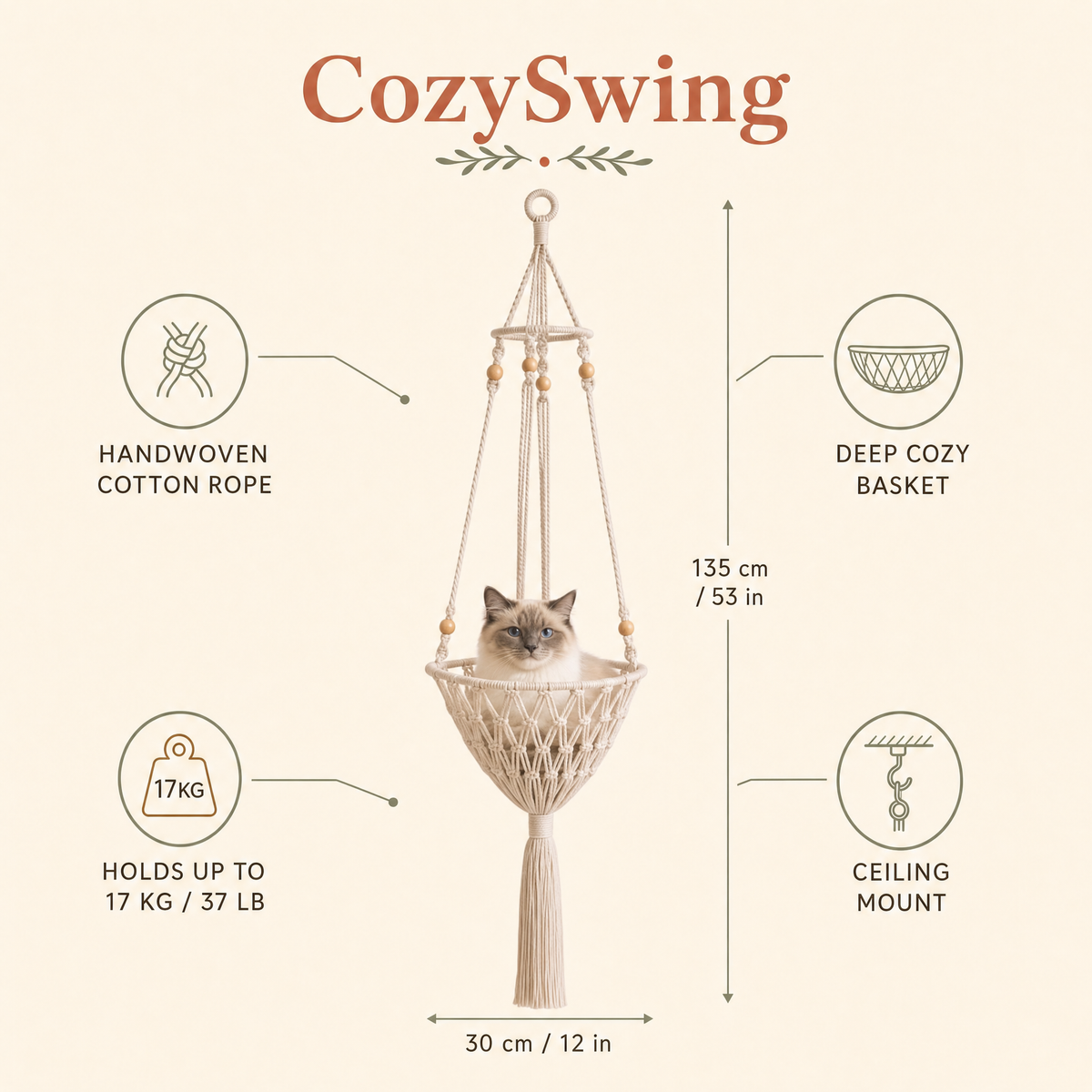 CozySwing™ Handwoven Cat Bed