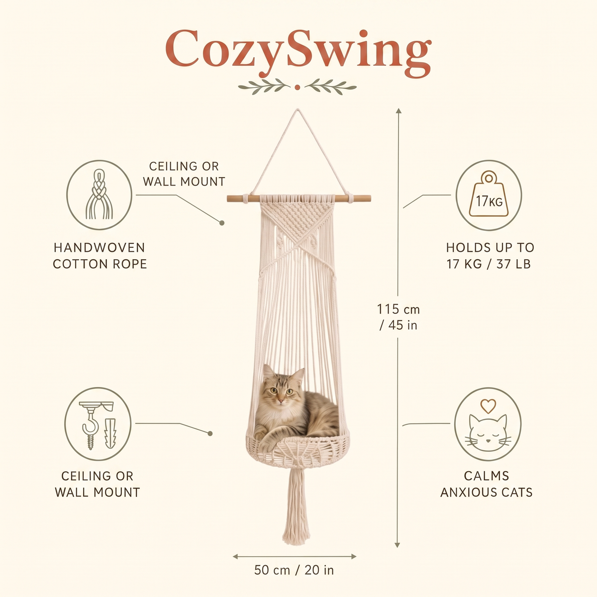 CozySwing™ Handwoven Cat Bed