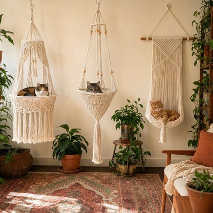 CozySwing™ Handwoven Cat Bed