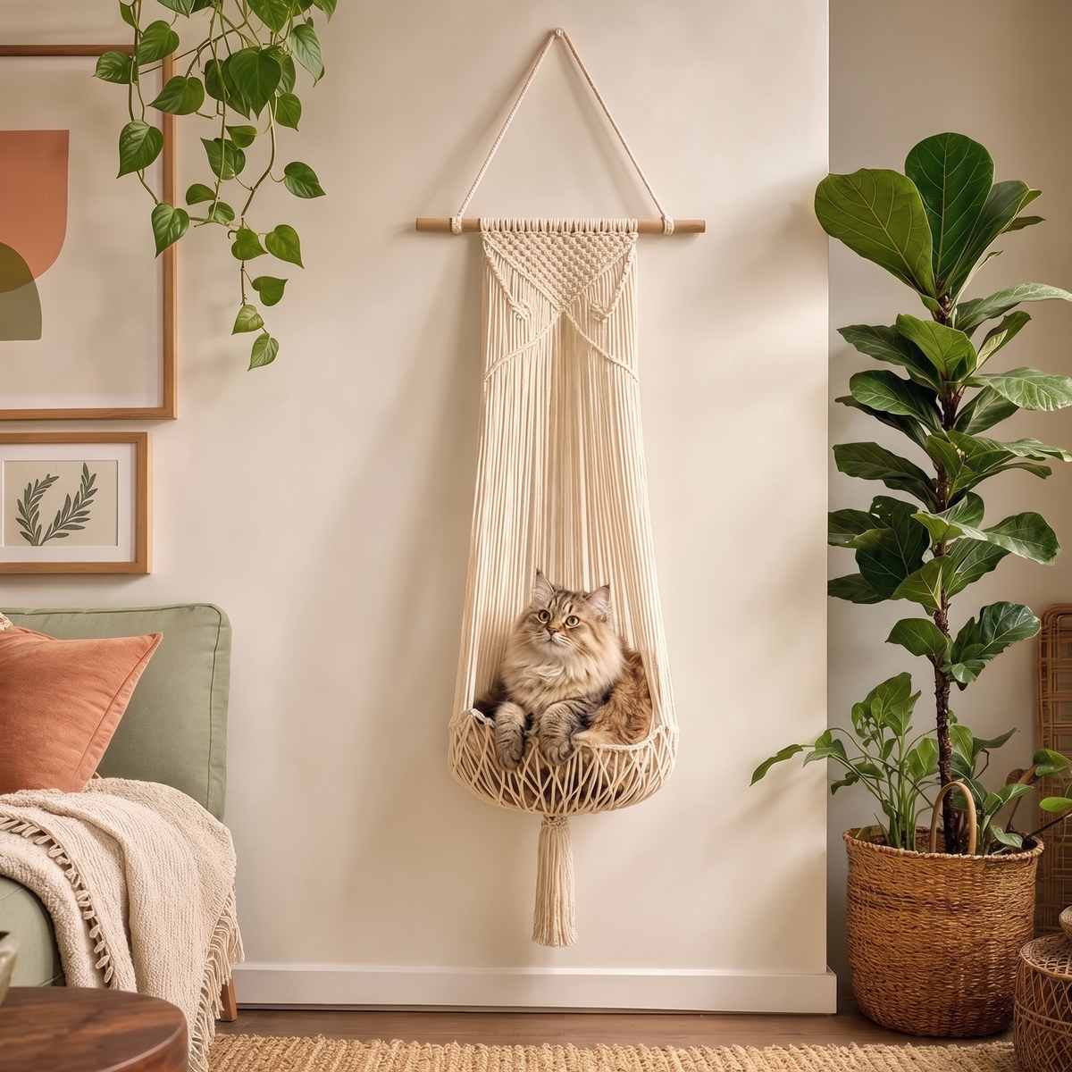 CozySwing™ Handwoven Cat Bed